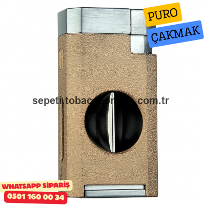 Quantoro Triple Torch Chrome Gold Puro Çakmağı Quantoro Triple Torch Chrome Gold Puro Çakmağı