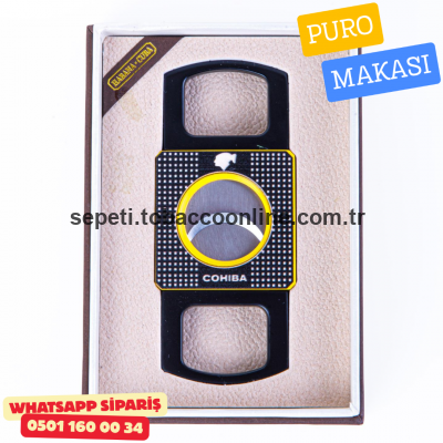 Cohiba Özel Üretim Sarı Siyah Metal Puro Makası Kesici