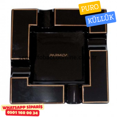 Parmida Siyah Gold Detaylı Dörtlü Puro Küllüğü