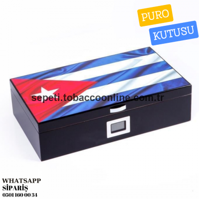 Cuban Flag Sedir Humidor Puro Kutusu Cuban Flag Sedir Humidor Puro Kutusu