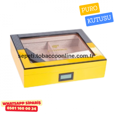Cohiba Sarı Nokta Desenli Humidor Puro Kutusu