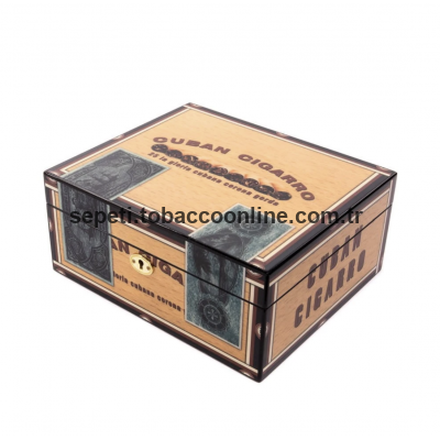 Angelo Cuban Cıgarro Baskı Cilalı Humidor Angelo Cuban Cıgarro Baskı Cilalı Humidor