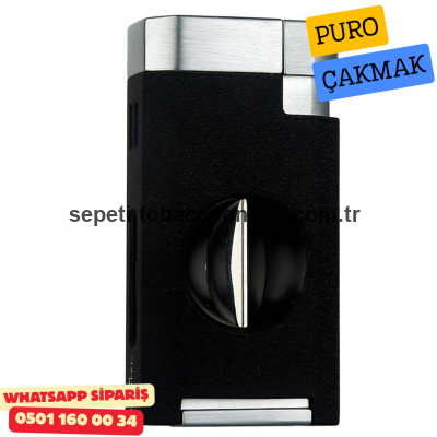 Quantoro Triple Torch Gümüş Siyah Puro Çakmağı Quantoro Triple Torch Gümüş Siyah Puro Çakmağı