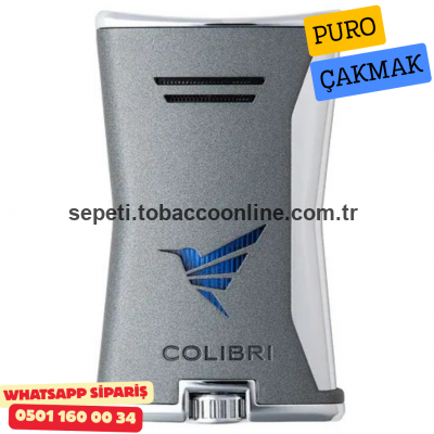 Colibri Slim Gunmetal-Mavi Tek Torch Jet Alev Puro Çakmak