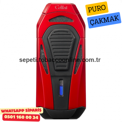 Colibri Boss III Jet Red Black 3 Torch Puro Çakmak