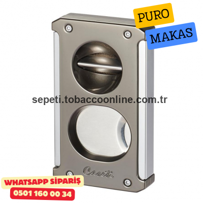 Caseti Gunmetal 3 Fonksiyonlu Puro Makası (V + Düz Kesim + Delici)