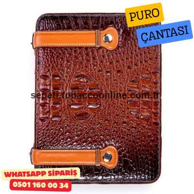 Kahverengi-Siyah Kilit Mekanizmalı Deri Puro Taşıma Çantası Kahverengi-Siyah Kilit Mekanizmalı Deri Puro Taşıma Çantası