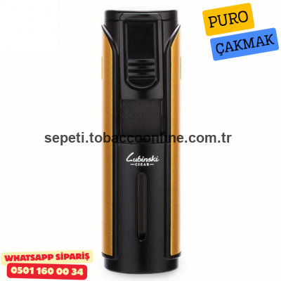 Lubinski 5 Torch Pürmüz Metal Puro Delicili Çakmak Sarı