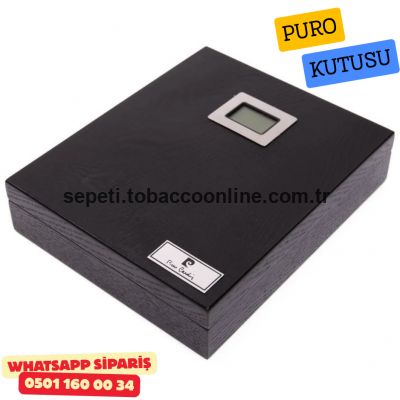 Pierre Cardin Siyah Ahşap Kaplama Humidor Pierre Cardin Siyah Ahşap Kaplama Humidor