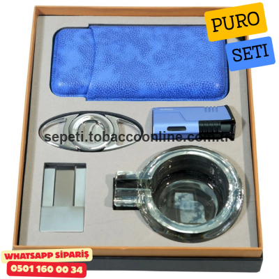 Parmida Beşli Gümüş Mavi Puro Aksesuar Seti Parmida Beşli Gümüş Mavi Puro Aksesuar Seti