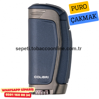 Colibri E3 Üçlü Jet Alevli Puro Çakmağı – Koyu Mavi / Metalik Gri