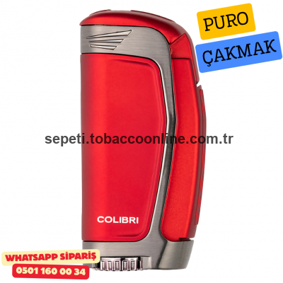 Colibri E3 Üçlü Jet Alevli Puro Çakmağı – Kırmızı / Metalik Gri