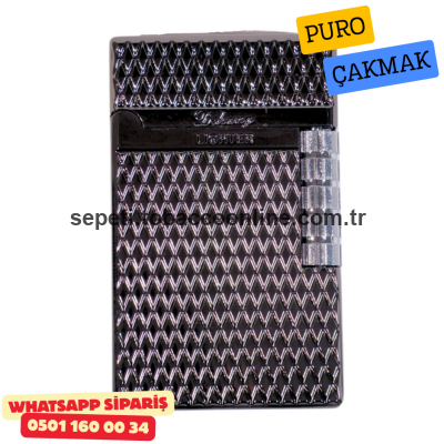 Desing Lighter Siyah Metal Soft Flame Puro Çakmak