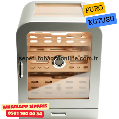 Cohiba - Aksesuar Çekmeceli Camlı Sedir Humidor Puro Kutusu (Gunmetal) Cohiba - Aksesuar Çekmeceli Camlı Sedir Humidor Puro Kutusu (Gunmetal)