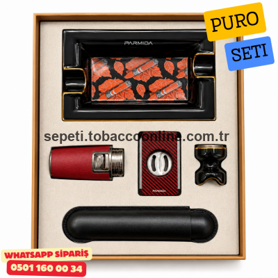 Parmida Beşli Kırmızı Siyah Premium Puro Aksesuar Seti