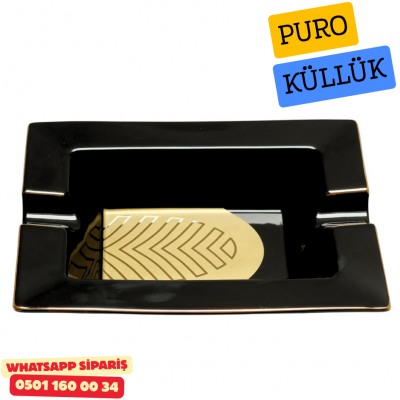 Siyah İkili Hazneli Seramik Puro Küllüğü